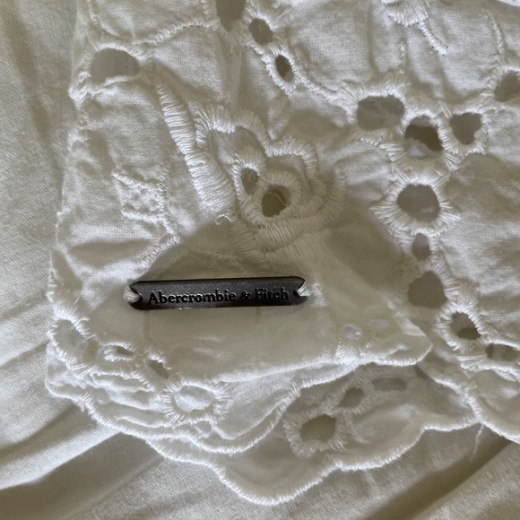 Vintage Abercrombie White Eyelet Strapless Dress Size L Juniors Size XS-S Women - Picture 7 of 11